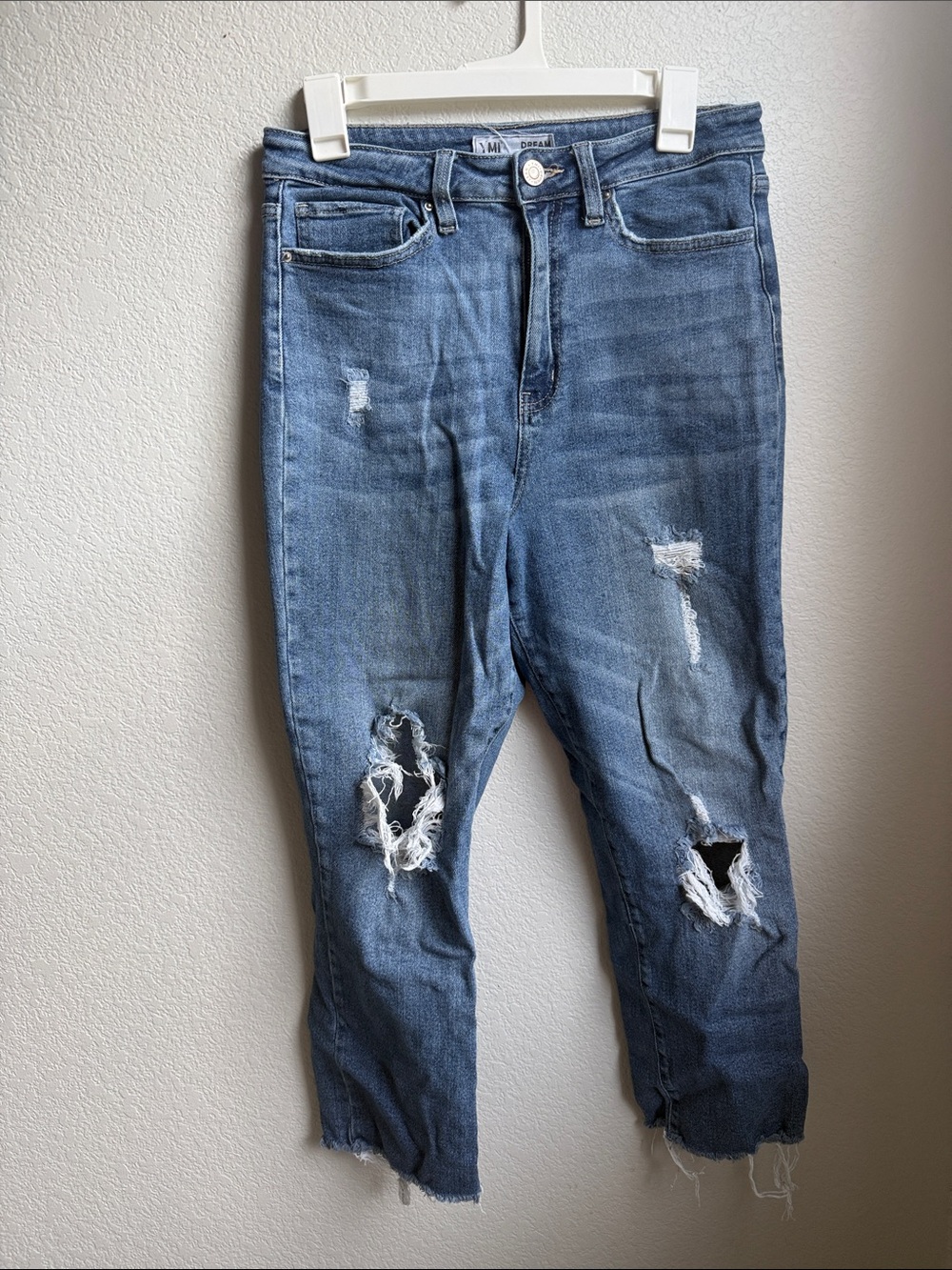Relaxed Fit Distressed Blue Boyfriend Jeans